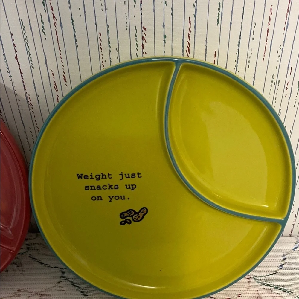 Time to Celebrate set of Two Round Divided Snack Plates 2 Sections